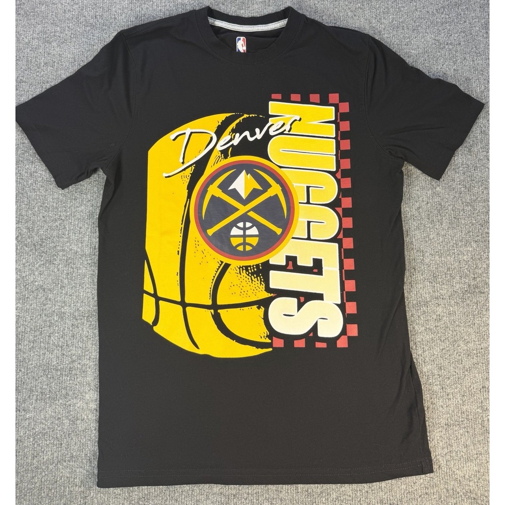 Denver Nuggets NBA Basketball Graphic T Shirt Black Size S 60/40 Vintage Style
